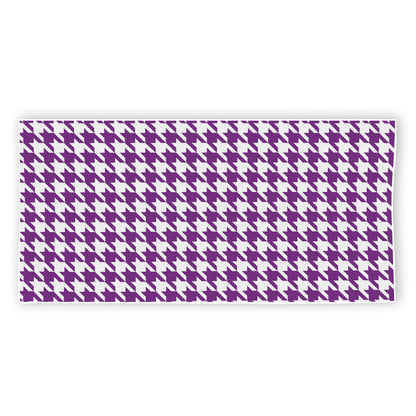 Purple And White Houndstooth Print Beach Towel