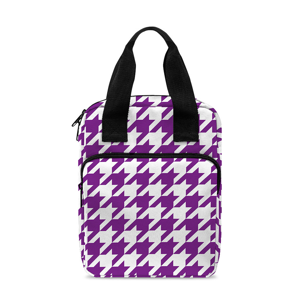 Purple And White Houndstooth Print Bible Tote Bag