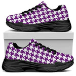 Purple And White Houndstooth Print Black Chunky Shoes