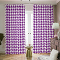 Purple And White Houndstooth Print Dimout Pencil Pleat Curtains