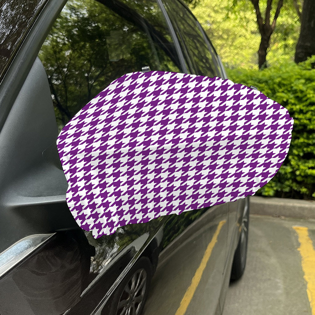 Purple And White Houndstooth Print Car Side Mirror Covers