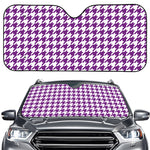 Purple And White Houndstooth Print Car Windshield Sun Shade