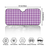 Purple And White Houndstooth Print Car Windshield Sun Shade