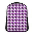 Purple And White Houndstooth Print Casual Backpack