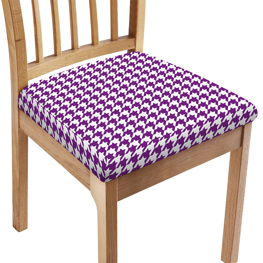 Purple And White Houndstooth Print Chair Cushion Cover