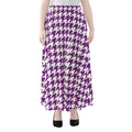 Purple And White Houndstooth Print Chiffon Maxi Skirt
