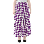 Purple And White Houndstooth Print Chiffon Maxi Skirt