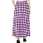 Purple And White Houndstooth Print Chiffon Maxi Skirt