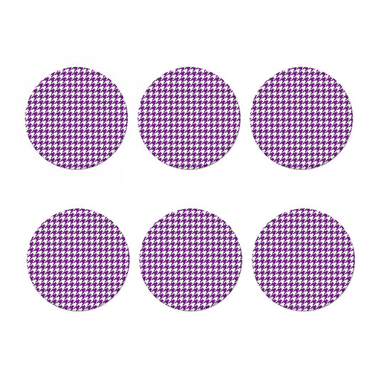 Purple And White Houndstooth Print Coaster Set
