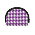 Purple And White Houndstooth Print Coin Purse