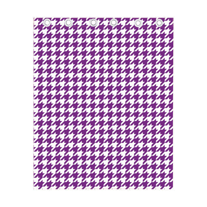 Purple And White Houndstooth Print Curtain