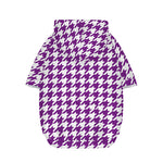 Purple And White Houndstooth Print Dog Zip Up Hoodie