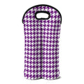 Purple And White Houndstooth Print Double Neoprene Wine Tote