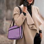 Purple And White Houndstooth Print Double Strap Bible Bag