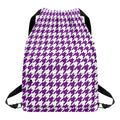 Purple And White Houndstooth Print Drawstring Backpack