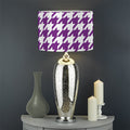Purple And White Houndstooth Print Drum Lamp Shade