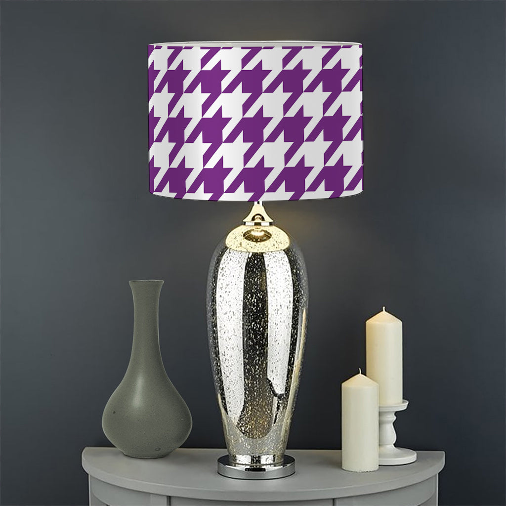 Purple And White Houndstooth Print Drum Lamp Shade