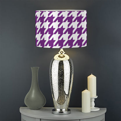 Purple And White Houndstooth Print Drum Lamp Shade