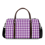 Purple And White Houndstooth Print Duffle Bag