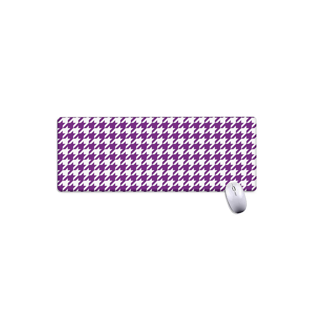 Purple And White Houndstooth Print Extended Mouse Pad