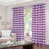 Purple And White Houndstooth Print Extra Wide Grommet Curtains