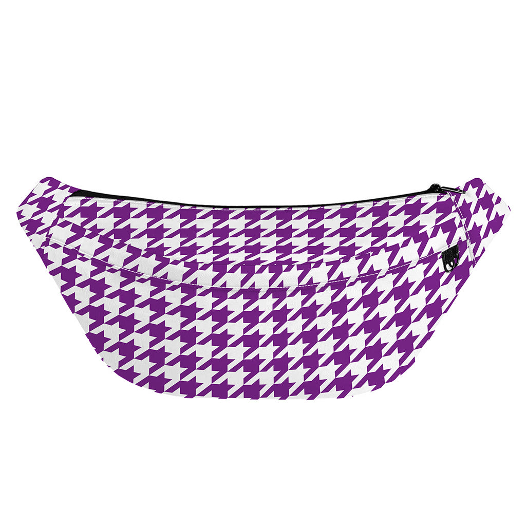 Purple And White Houndstooth Print Fanny Pack