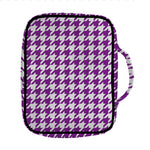 Purple And White Houndstooth Print Front Pocket Bible Bag