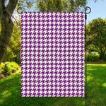 Purple And White Houndstooth Print Garden Flag