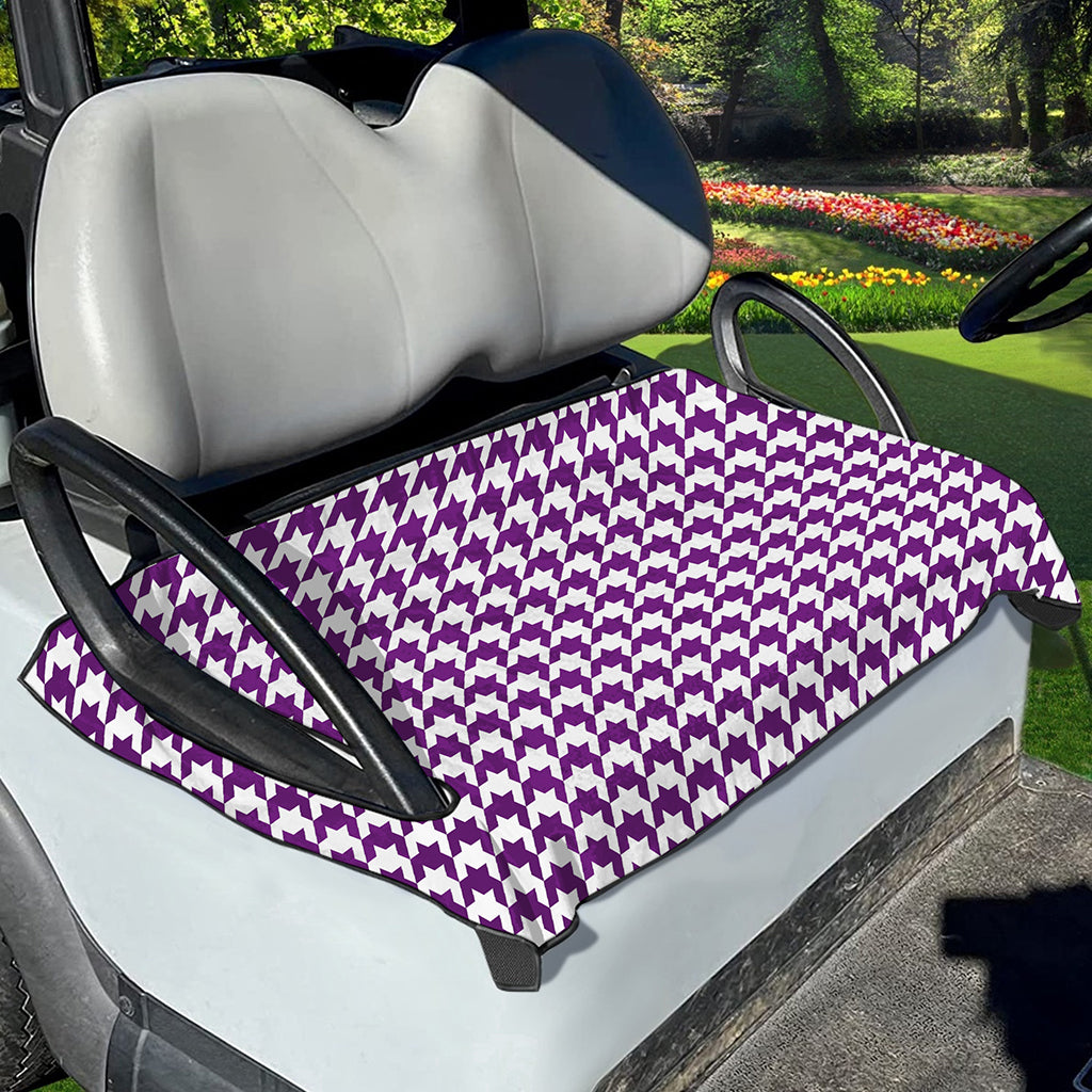 Purple And White Houndstooth Print Golf Cart Seat Cover