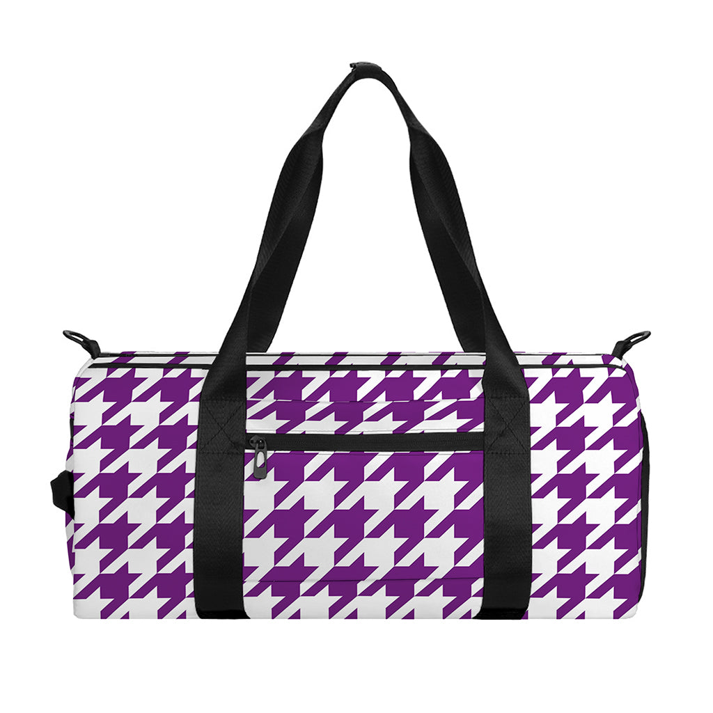 Purple And White Houndstooth Print Gym Bag