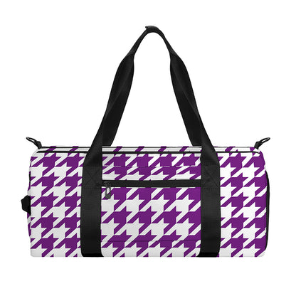 Purple And White Houndstooth Print Gym Bag