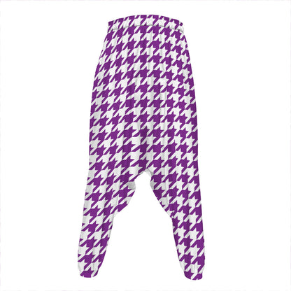 Purple And White Houndstooth Print Hammer Pants