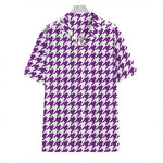 Purple And White Houndstooth Print Hawaiian Shirt
