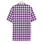 Purple And White Houndstooth Print Hawaiian Shirt