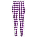 Purple And White Houndstooth Print High-Waisted Pocket Leggings