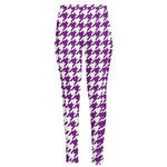 Purple And White Houndstooth Print High-Waisted Pocket Leggings