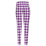 Purple And White Houndstooth Print High-Waisted Pocket Leggings