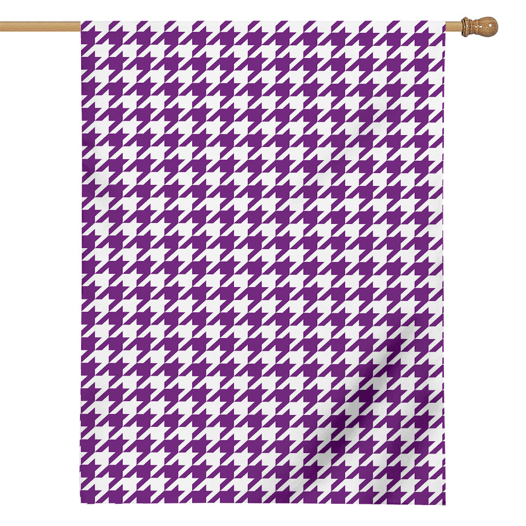 Purple And White Houndstooth Print House Flag