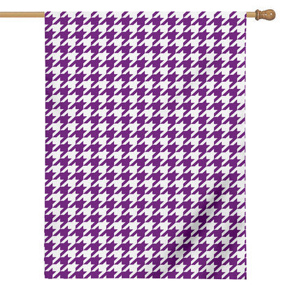 Purple And White Houndstooth Print House Flag