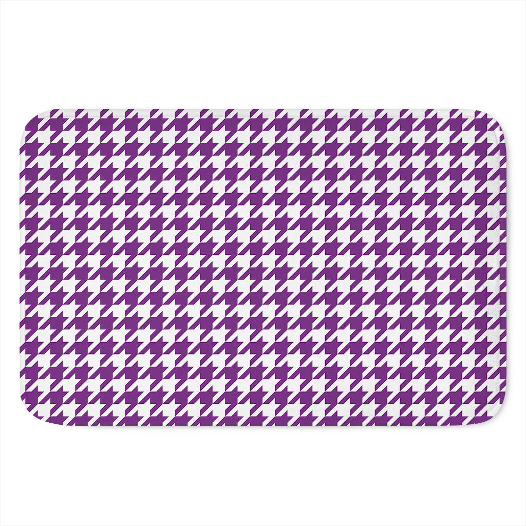 Purple And White Houndstooth Print Indoor Door Mat