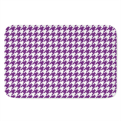 Purple And White Houndstooth Print Indoor Door Mat