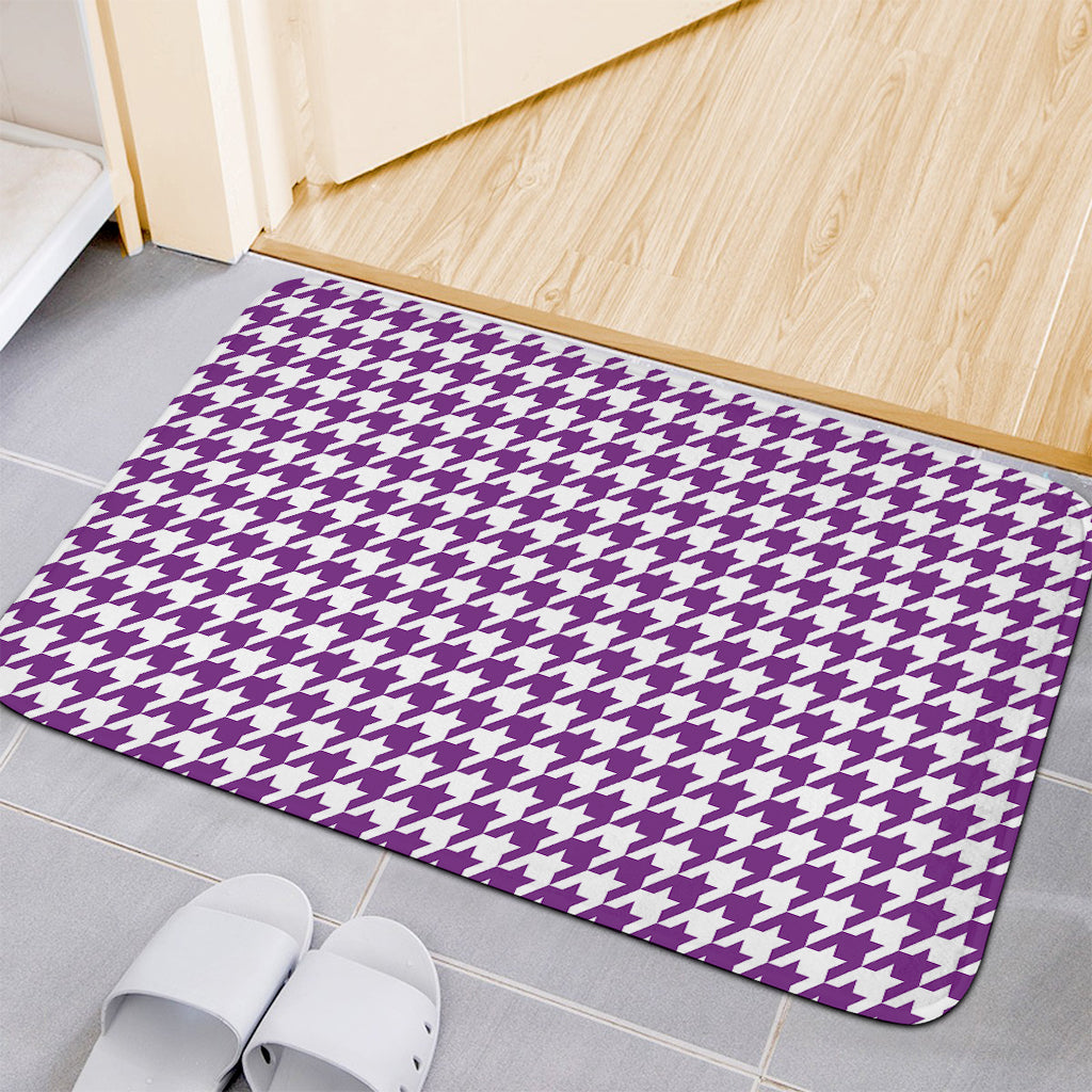 Purple And White Houndstooth Print Indoor Door Mat