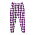 Purple And White Houndstooth Print Jogger Pants