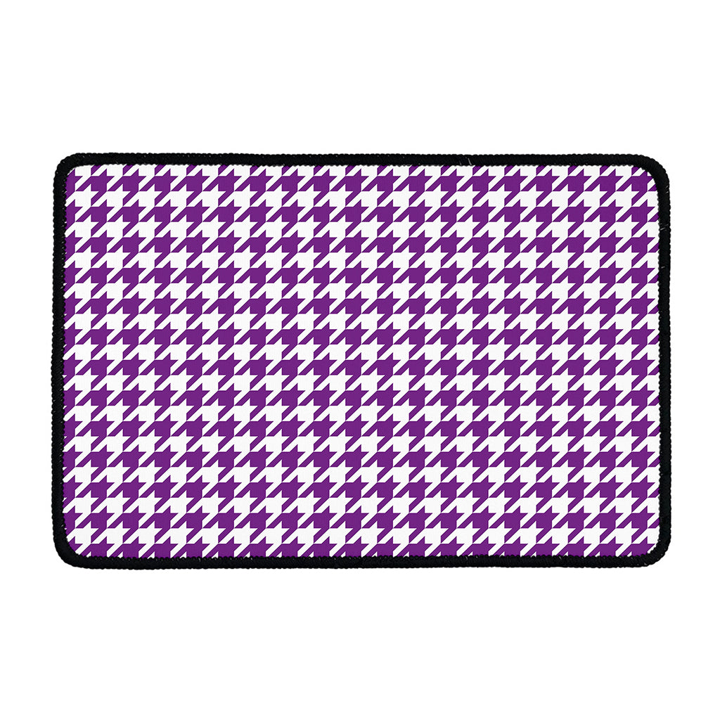 Purple And White Houndstooth Print Kitchen Mat