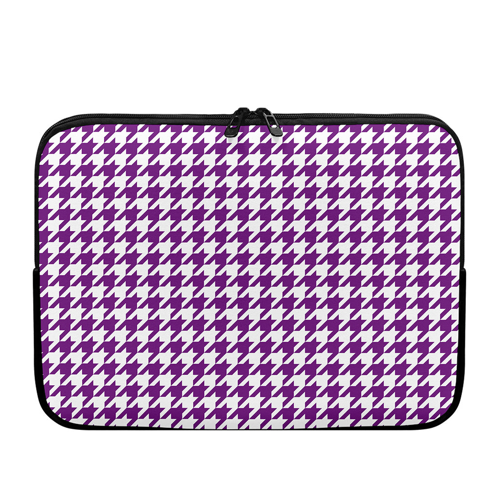 Purple And White Houndstooth Print Laptop Sleeve