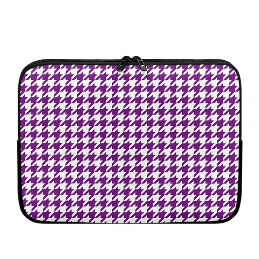 Purple And White Houndstooth Print Laptop Sleeve