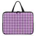 Purple And White Houndstooth Print Laptop Sleeve With Handle
