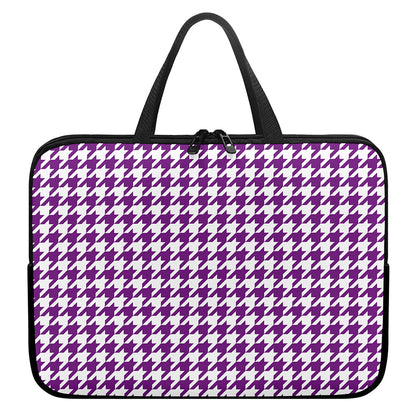 Purple And White Houndstooth Print Laptop Sleeve With Handle