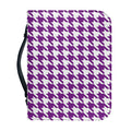 Purple And White Houndstooth Print Leather Bible Cover