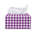 Purple And White Houndstooth Print Leather Tissue Box Cover
